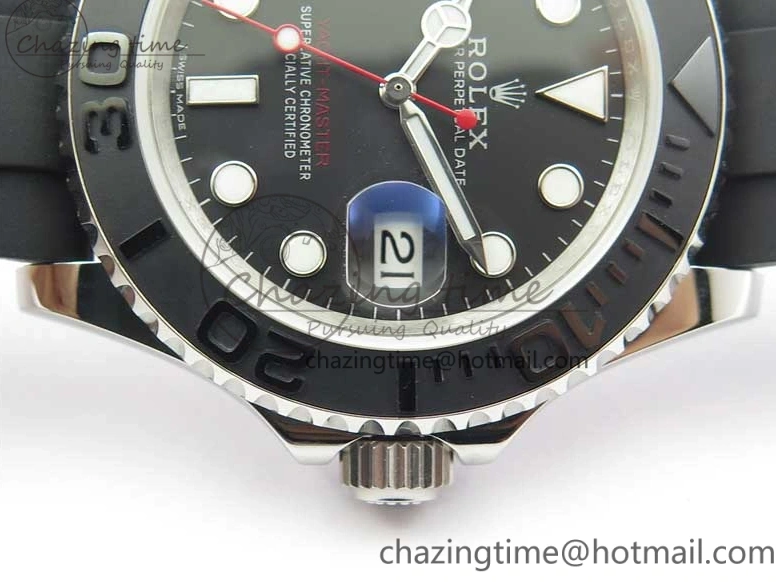 0416 Yacht-Master 116655 ARF SS Custom Made Black Ceramic Bezel on Oysterflex Rubber Strap A HighPerformance 3064